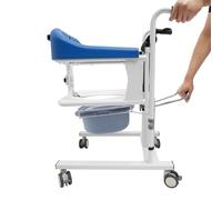 VonVVer Sedia per WC con ruote - Sollevamento idraulico paziente sedia a rotelle regolabile in altezza con freni, 90 kg, portata per anziani, disabili (blu)