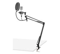 VONYX CMS300S - Microfono YouTube con braccio articolato - Titanio, Micro Professionale con Filtro Anti-Pop, ideale per Gaming, Streaming o per realizzare il contenuto YouTube e Tiktok