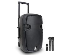 VONYX SPJ-PA912 - Sistema di altoparlanti PA portatile, 500 W, 30,5 cm, alimentato a batteria, con microfoni wireless, riproduzione USB/SD ed equalizzatore per karaoke e DJ