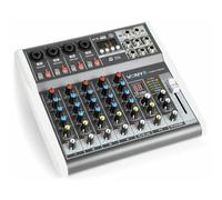 Vonyx VMM-K602 - Music Mixer 6 Canali, Bluetooth, USB-Audio-Interface, LED VU Meter e Peak LED, Uscita cuffie, 4 x ingressi Mono Microfono/Line (Combo XLR/jack da 6,3 mm)