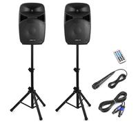 IMPIANTO AUDIO SISTEMA ATTIVO 800W casse amplificate + stativi + microfono
