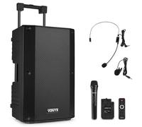 Vonyx VSA500-BP Sistema audio portatile a batteria BT con 2 Microfoni