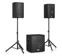 Vonyx VX1218BT - Impianto PA completo, 1200 W, subwoofer da 18", Bluetooth | Amplificatore, DSP, DJ Set Completo, Set Completo, Plugandplay, Speakon, Jack, Ruote, Band, Xlr, Rca