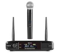 VONYX WM42H - Sistema microfonico wireless con microfono portatile, sistema wireless UHF a microfono singolo, ricevitore alimentato tramite USB, microfono portatile wireless per karaoke, discorsi ed
