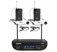 Vonyx WM82B Digital - Sistema Radiomicrofono Digitale UHF, 2 Canali, 2x Microfoni Headset & Trasmettitore Tascabile, Fino a 50 m di Copertura, Valigia di Trasporto