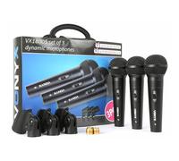 Vonyx XLR VX1800S Set 3 x Microfono dinamico XLR da Studio, Canto, Palco, Dj Set e morsetti (filtro pop integrato, Scocca in metallo, Custodia)