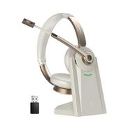 Vonztek QCC v5.1 - Cuffie wireless Bluetooth con microfono, microfono CVC con cancellazione del rumore e mute/dock di ricarica/dongle USB, 26 ore di vivavoce, per telefoni cellulari/team Ms/Zoom/Skype