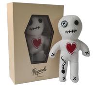 Voodoo Bambola con aghi, scatola bara e istruzioni (16 cm fatta a mano), regalo divertente per amici, colleghi, chef, matrimonio o cambio di lavoro (set completo di bambole oodoo)