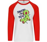 Voodoo Bambola Thinking Di Voi Halloween Nero Magia Uomo L/S Baseball T-Shirt