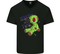 Voodoo Bambola Thinking Of You Halloween Magia Nera Uomo V-Neck Cotone T-Shirt