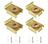 VooGenzek 1 Set (4 Pezzi) Clip Specchio Set, Clip Specchio a Molla Gancio Specchio, Fissaggio a Parete in Vetro a Specchio Senza Cornice, con Tasselli e Viti, per il Montaggio di Specchi, Oro