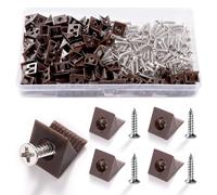 VooGenzek 100 Pezzi Supporto Angolare per Mobili, Cunei Riparazione Cassetti Inferiori Cedimenti, con Viti, 14*13*9.3mm, Marrone