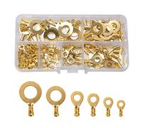 VooGenzek 150 Pezzi Ottone Terminali a Crimpare ad Anello Isolanti Kit, Capicorda ad Anello in Ottone Kit Assortimento di Connettori a Crimpare Terminali ad Anello, M3 M4 M5 M6 M8 M10