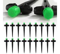 VooGenzek 18 Pezzi Regolabili a 360 Gradi Gocciolatori, 8 Fori Gocciolatori con Dado con Serratura a Spinato per Tubi da 1/4", Emettitori per Irrigazione a Goccia, per Sistema di Irrigazione, Verde