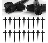 VooGenzek 18 Pezzi Regolabili a 360 Gradi Gocciolatori, Gocciolatori con Dado con Serratura a Spinato per Tubi da 1/4", Emettitori per Irrigazione a Goccia, per Sistema di Irrigazione, Nero