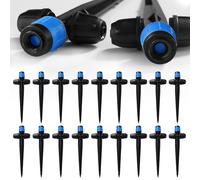 VooGenzek 18 Pezzi Regolabili a 360 Gradi Gocciolatori, Gocciolatori con Dado con Serratura a Spinato per Tubi da 1/4", Emettitori per Irrigazione a Goccia, per Sistema di Irrigazione, Blu