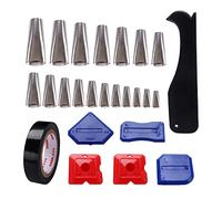 VooGenzek 18 Pezzi Strumento di Finitura Calafataggio, Strumento di Sigillante Set con Ugelli per Presellatura in 18 Taglie, Applicatore Ugello Sigillante e Nastro Nero per Cucina, Bagno, Finestr