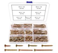 VooGenzek 180 Pezzi M3.5 Assortimento di Viti Autofilettanti a Filettatura, Viti Testa a Croce Piatta, Vite per Cartongesso a Testa Svasata, per Cartongesso, Giallo