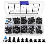 VooGenzek 190 Pezzi 10 Valori Tattile Interruttore di Pulsante Kit, (6×6 mm 7×7 mm) Micro Momentaneo Assortimento Kit