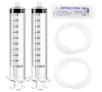 VooGenzek 2 Pezzi 100ml Strumento di Misurazione del Liquido, con 2 Tubo PVC 130cm Flessibile,Tubo Multiuso di Plastica, per Laboratori, Erogazione di Liquidi e Irrigazione, in Involucro Individuale