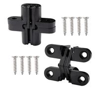 VooGenzek 2 Pezzi 43.7mm Cerniere Invisibile a Croce, Cerniera Nascoste Invisibili a 180 Gradi, Cerniere Nascoste per Porta in Lega di Zinco, con 8 Pezzi Viti, per Mobili Hardware, Nero