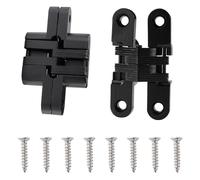 VooGenzek 2 Pezzi 60mm Cerniere Invisibile a Croce, Cerniera Nascoste Invisibili a 180 Gradi, Cerniere Nascoste per Porta in Lega di Zinco, con 8 Pezzi Viti, per Mobili Hardware, Nero