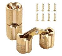 VooGenzek 2 Pezzi 8mm Cerniera Cilindrica Nascoste, Angolo di Apertura 180° Rame Cerniera a Barilotto, con 8 Pezzi viti, per Contenitore di Monili di DIY