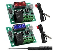 VooGenzek 2 Pezzi W1209 Regolatore di Temperatura Digitale, 12V DC Micro Termostato Digitale, Termostato Digitale Scheda Di Controllo Della Temperatura, con Sonda NTC Impermeabile (Rosso e Blu)