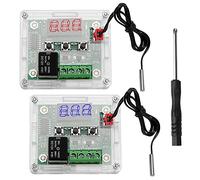VooGenzek 2 Pezzi W1209 Regolatore di Temperatura Digitale con Custodia, 12V DC Micro Termostato Digitale, Termostato Digitale Scheda Di Controllo Della Temperatura, con Sonda NTC (Rosso e Blu)