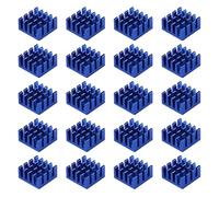 VooGenzek 20 Pezzi Alluminio Dissipatore di Calore, Dissipatore per Transistor, Aletta di Raffreddamento, con Nastro Adesivo Termico, per Raffreddamento dei Componenti Elettronici, 14*14*7 mm, Blu