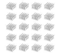 VooGenzek 20 Pezzi Alluminio Dissipatore di Calore, Dissipatore per Transistor, Aletta di Raffreddamento, con Nastro Adesivo Termico, per Raffreddamento dei Componenti Elettronici, 14*14*7 mm,Argento
