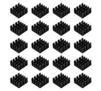 VooGenzek 20 Pezzi Alluminio Dissipatore di Calore, Dissipatore per Transistor, Aletta di Raffreddamento, con Nastro Adesivo Termico, per Raffreddamento dei Componenti Elettronici, 14*14*7 mm, Nero