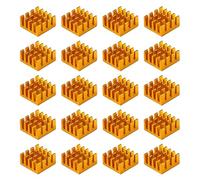 VooGenzek 20 Pezzi Alluminio Dissipatore di Calore, Dissipatore per Transistor, Aletta di Raffreddamento, con Nastro Adesivo Termico, per Raffreddamento dei Componenti Elettronici, 14*14*7 mm, D'oro
