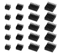 VooGenzek 20 Pezzi Alluminio Dissipatore di Calore Kit, Mini dissipatore di calore Circuito stampato, Dissipatore per Transistor, con Nastro Adesivo Termico, per Componenti Elettronici, Nero