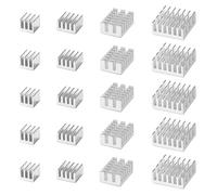 VooGenzek 20 Pezzi Alluminio Dissipatore di Calore Kit, Mini dissipatore di calore Circuito stampato, Dissipatore per Transistor, con Nastro Adesivo Termico, per Componenti Elettronici, Argento