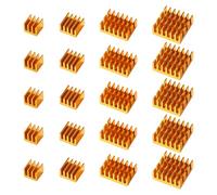 VooGenzek 20 Pezzi Alluminio Dissipatore di Calore Kit, Mini dissipatore di calore Circuito stampato, Dissipatore per Transistor, con Nastro Adesivo Termico, per Componenti Elettronici, D'oro
