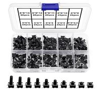 VooGenzek 200 Pezzi 10 Valori Tattile Interruttore di Pulsante Kit, 6 * 6mm Micro Momentaneo Assortimento Kit, Nero