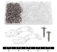 VooGenzek 200 Pezzi 10mm Clip di Fissaggio per Strisce LED, Luce Striscia di Montaggio Clip, Clip per Strisce Luminose, con Viti, per Strisce Led da larghezza 10 mm Accessori (Trasparente)