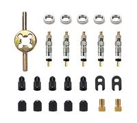 VooGenzek 25 Pezzi Presta Set Sostituzione Valvole per Pneumatici da Bicicletta, con 5 Valvola Presta, Cappucci Valvole Presta Schrader, 2 Presta a Schrader Adattatore, 2 Valve Core Remover, Dadi Rim