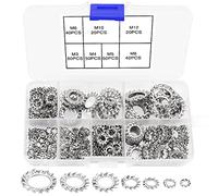 VooGenzek 270 Pezzi Rondelle Esterno di Bloccaggio Denti a Stella, Rondelle Seghettate a Stella, Rondelle di Bloccaggio a Stella,7 Dimensioni M3 M4 M5 M6 M8 M10 M12