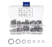 VooGenzek 270 Pezzi Rondelle Interne di Bloccaggio Denti a Stella, Rondelle Seghettate a Stella, Dente Interno Rondella di Bloccaggio, 7 Dimensioni M3 M4 M5 M6 M8 M10 M12