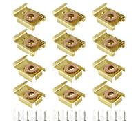 VooGenzek 3 Set (12 Pezzi) Clip Specchio Set, Clip Specchio a Molla Gancio Specchio, Fissaggio a Parete in Vetro a Specchio Senza Cornice, con Tasselli e Viti, per il Montaggio di Specchi, Oro