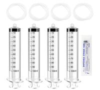 VooGenzek 4 Pezzi 100ml Strumento di Misurazione del Liquido, con 4 Tubo PVC 130cm Flessibile, Tubo Multiuso di Plastica, per Laboratori, Erogazione di Liquidi e Irrigazione, in Involucro Individuale