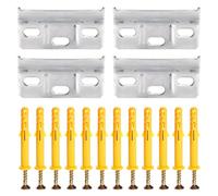 VooGenzek 4 Pezzi Binario a Muro per Supporto Mobile e 12 Pezzi Viti Tasselli per Muratura, Staffa Universale per Montaggio a Parete per Armadio da Cucina, per Montaggio a Parete, Armadi