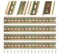 VooGenzek 4 Pezzi Guida DIN, Guide DIN in Metallo con Scanalature a Forma di U, con 16 Pezzi Viti, per Serie Terminale Guida DIN e Contattore, 35*300 mm, Acciaio Legato