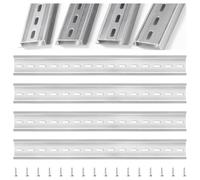 VooGenzek 4 Pezzi Guida DIN in Alluminio, Guide DIN in Metallo con Scanalature a Forma di U, con 16 Pezzi Viti, per Serie Terminale Guida DIN e Contattore, 35*300 mm