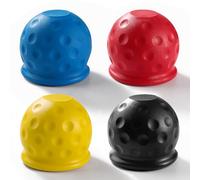VooGenzek 4 Pezzi Tappo Gancio Traino, 50 mm Tappo di Protezione Gancio Traino in Gomma, Copertura Universale per Gancio di Traino a Sfera, per Caravan RV Trattore Rimorchio, Nero, Rosso, Giallo, Blu