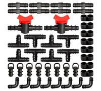 VooGenzek 42 Pezzi Kit di raccordi per irrigazione per tubi per 16mm Impianto di Irrigazione a Goccia, con Valvola di Intercettazione, Tee, Gomiti, Accoppiamento, Chiusura Terminale, Tappi Terminali