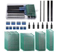 VooGenzek 46 Pezzi Kit di schede PCB, include 12 Pezzi una Scheda PCB a Doppia Faccia, 12 Pezzi Connettori Maschio/Femmina, 10 Pezzi 2/3 Pin Terminale a Vite, 12 Pezzi Colonna in Nylon