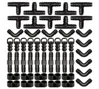 VooGenzek 50 Pezzi Kit di Raccordi per Irrigazione per Tubi per 16mm Impianto di Irrigazione a Goccia, Irrigazione Connettori, con Tee, Gomiti, Accoppiamento, Chiusura Terminale, Tappi Terminali
